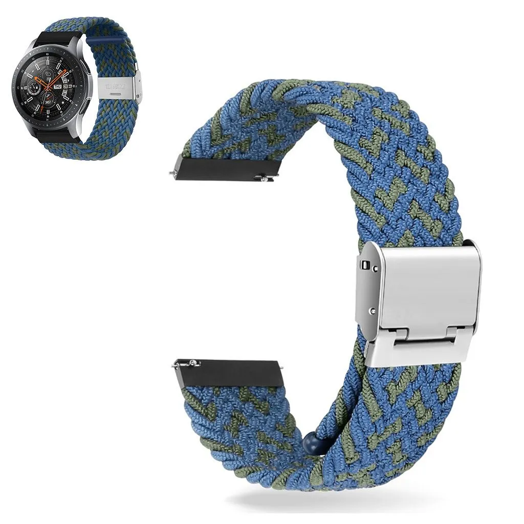 20mm Universal elastic nylon watch strap - Blue / Green Band