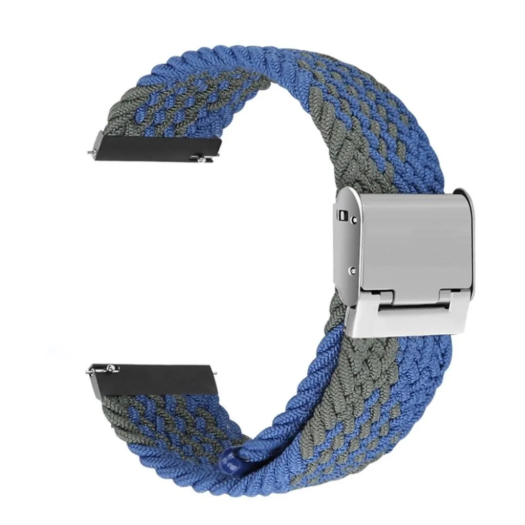 20mm Universal elastic nylon watch strap - Blue / Green Stripe