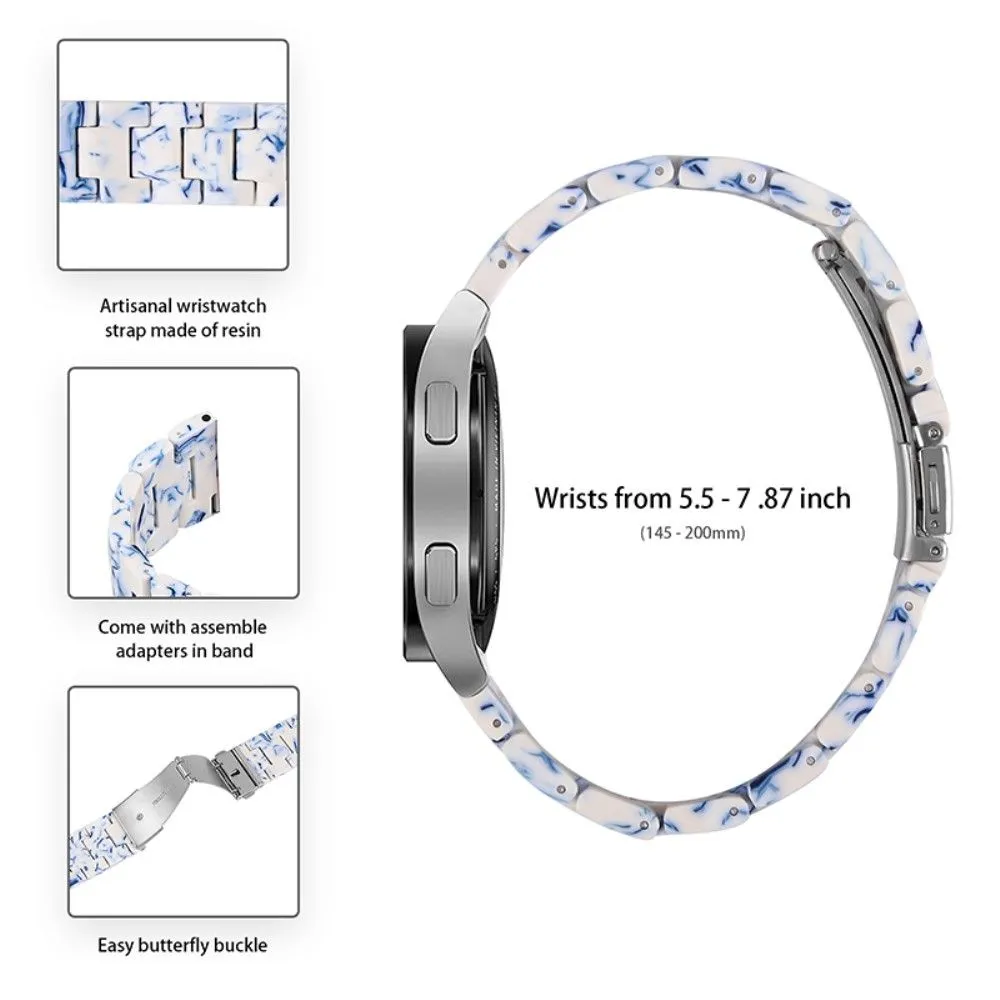 22mm fashionable 3 bead resin watch strap for Amazfit watch - Blue / White