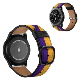 22mm Universal stylish genuine leather watch strap - Yellow / Purple Stripe