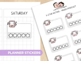 5-Star Rating Music/Podcast Tracker Planner Stickers