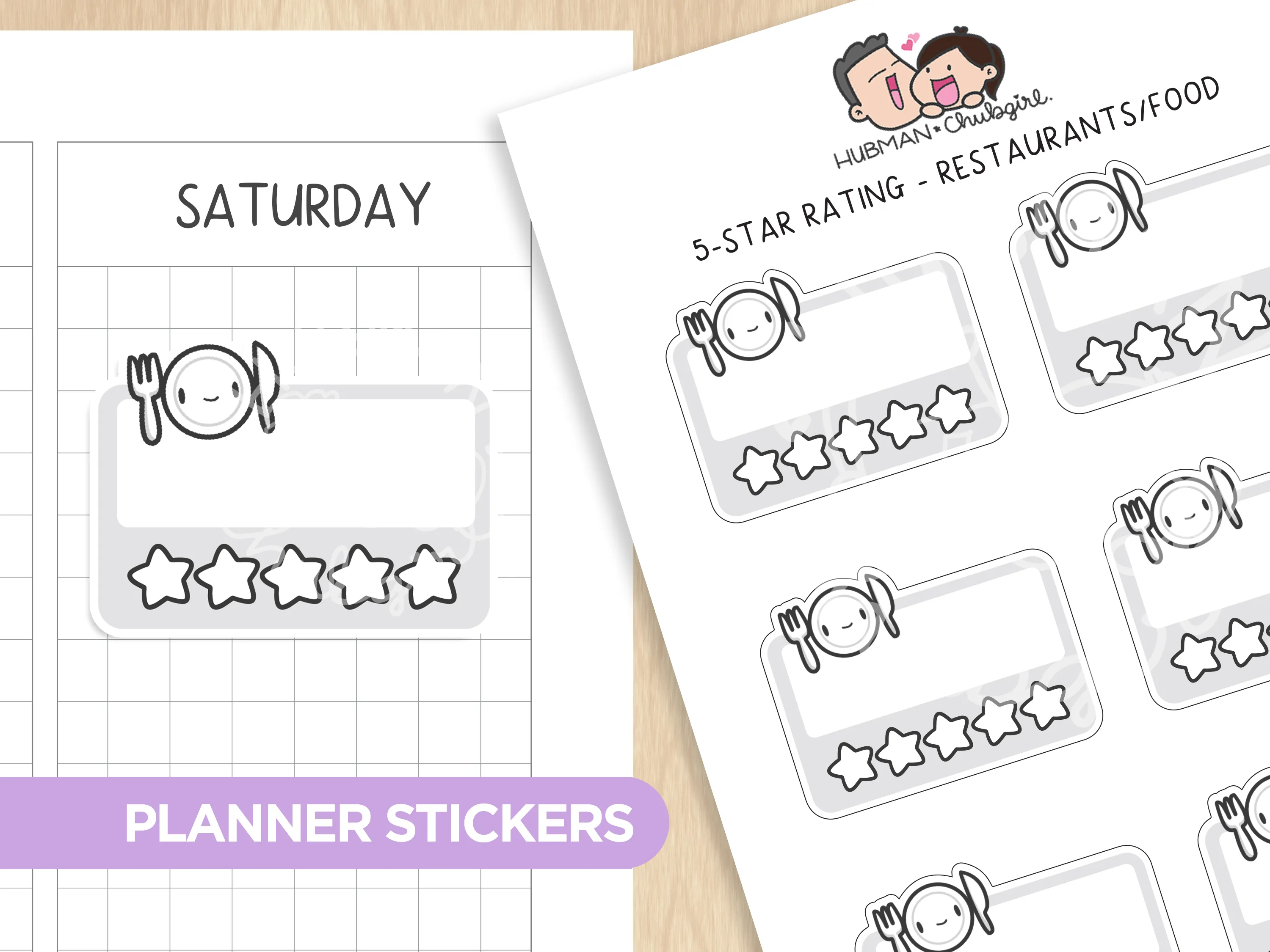 5-Star Rating - Restaurants/Food Tracker Planner Stickers