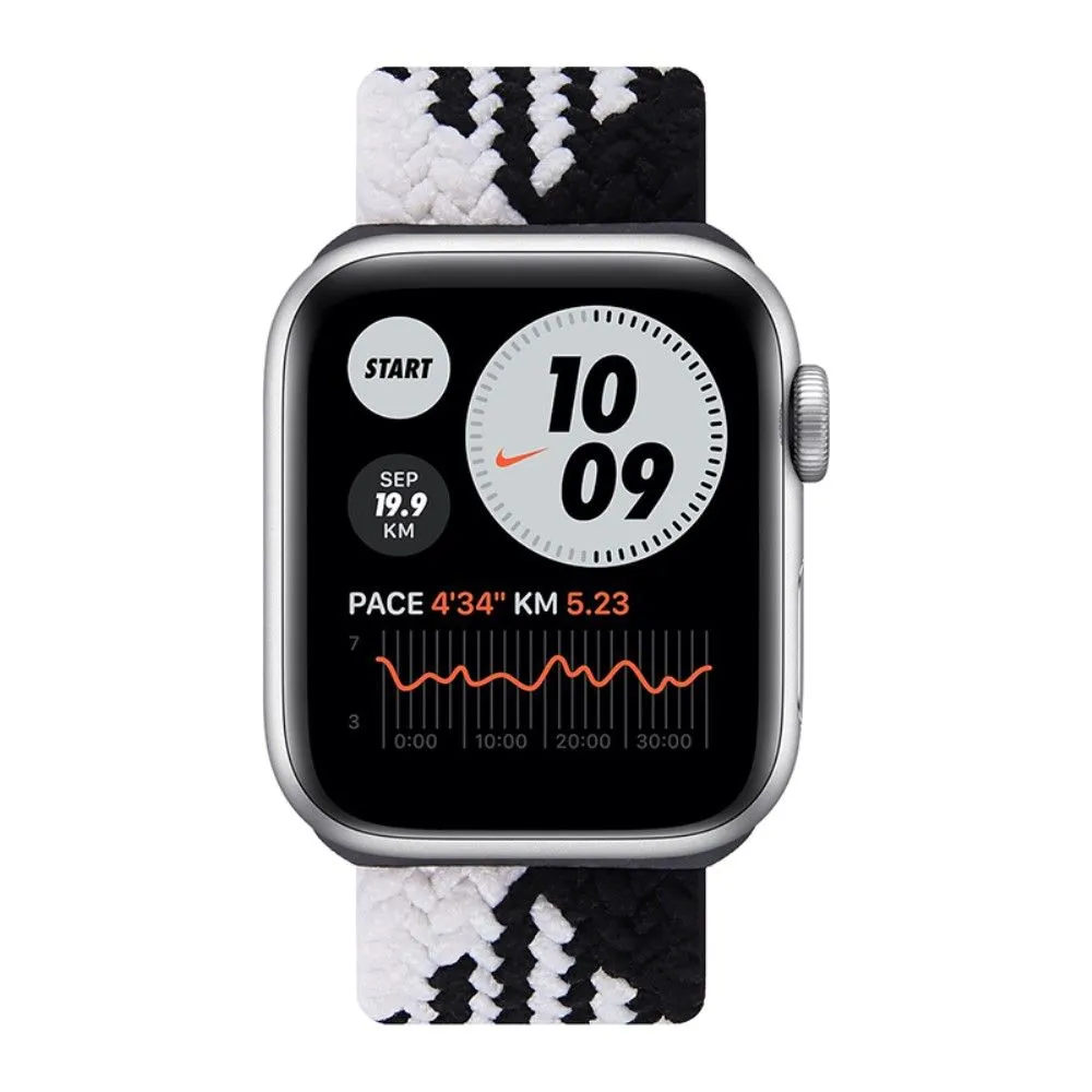 Apple Watch (41mm) elastic watch strap - Black / White Splicing / Size: S