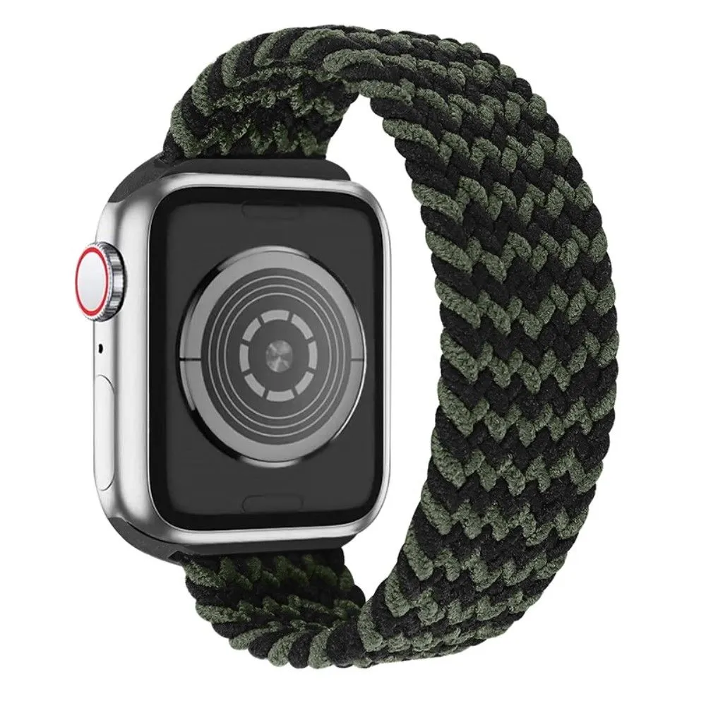 Apple Watch (45mm) elastic watch strap - Black / Green / Size: M