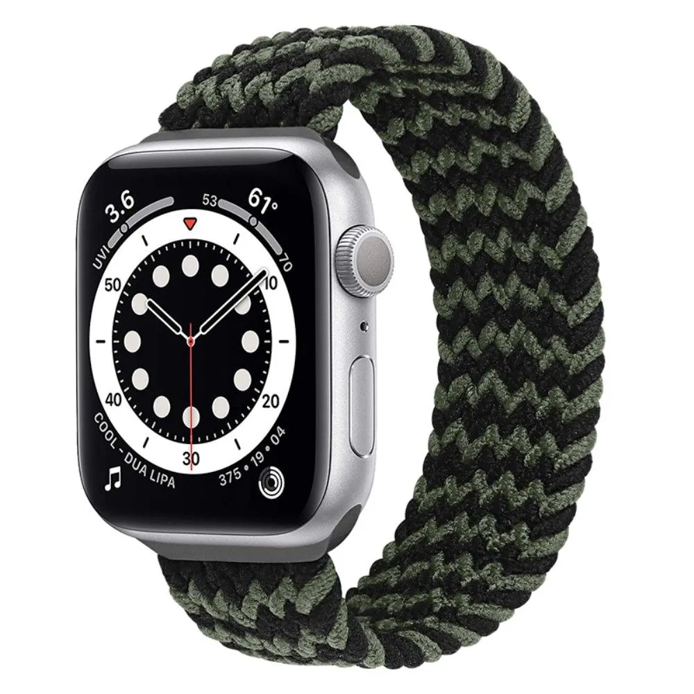 Apple Watch (45mm) elastic watch strap - Black / Green / Size: M