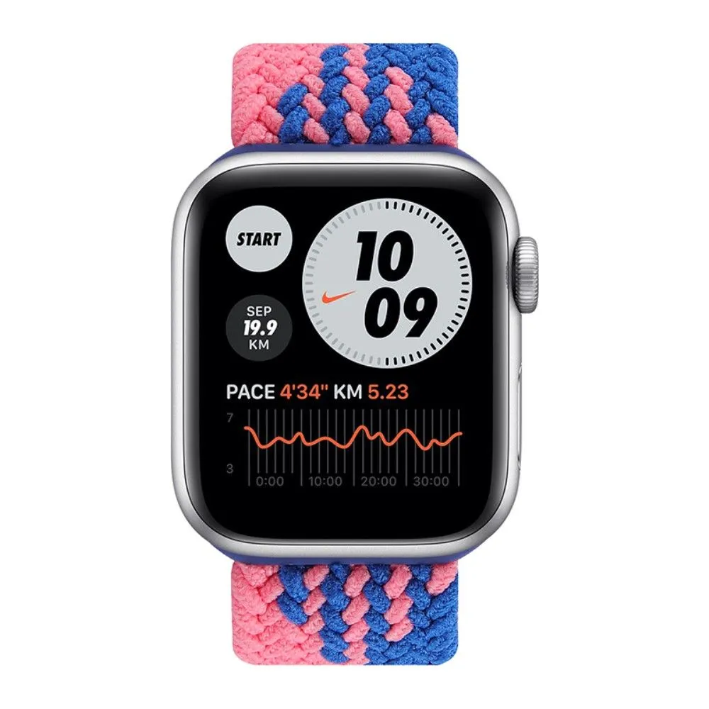 Apple Watch (45mm) elastic watch strap - Blue / Pink Splicing / Size: M