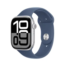 Apple Watch Series 10 GPS   Cellular 46mm Silver Aluminium Case with Denim Sport Band - M/L