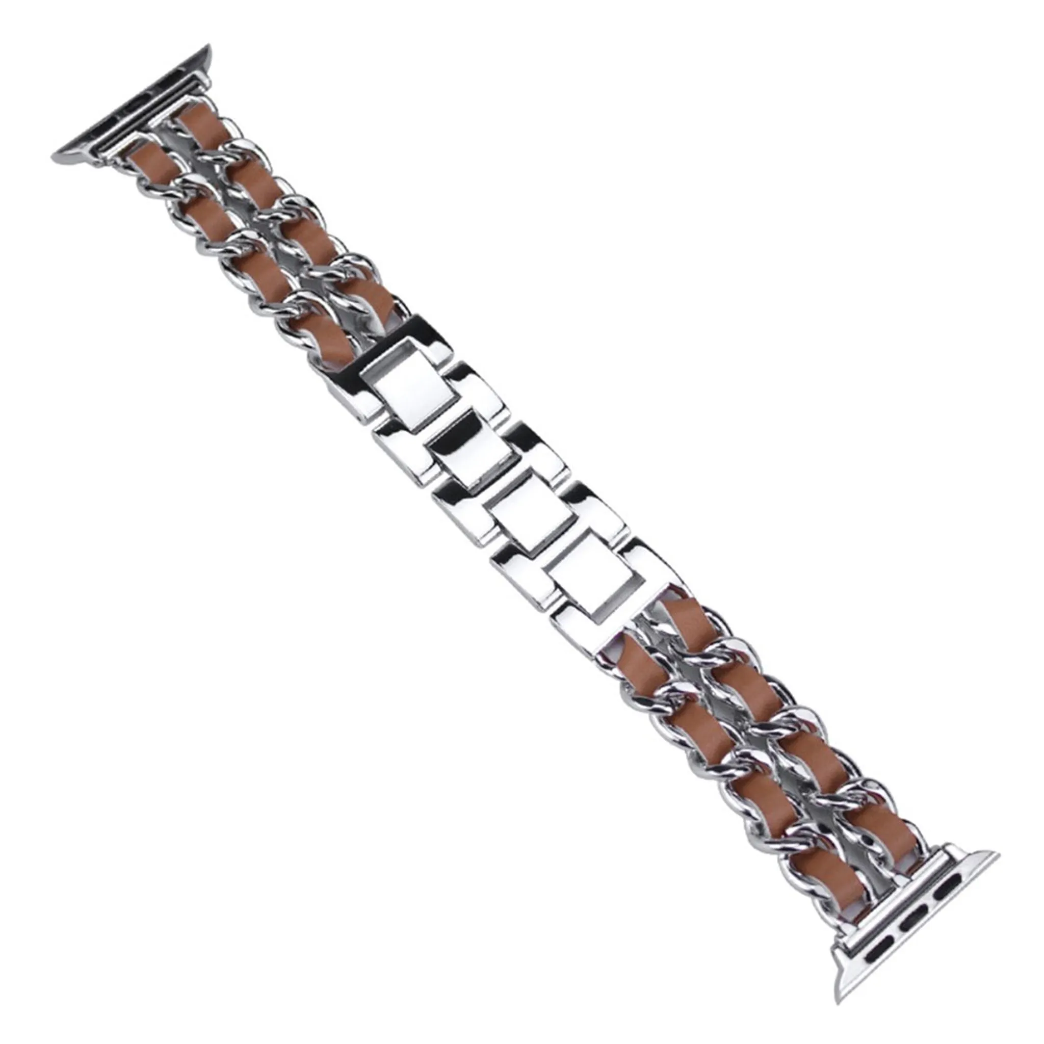 Apple Watch Series 5 44mm weave pattern watch band - Silver / Brown