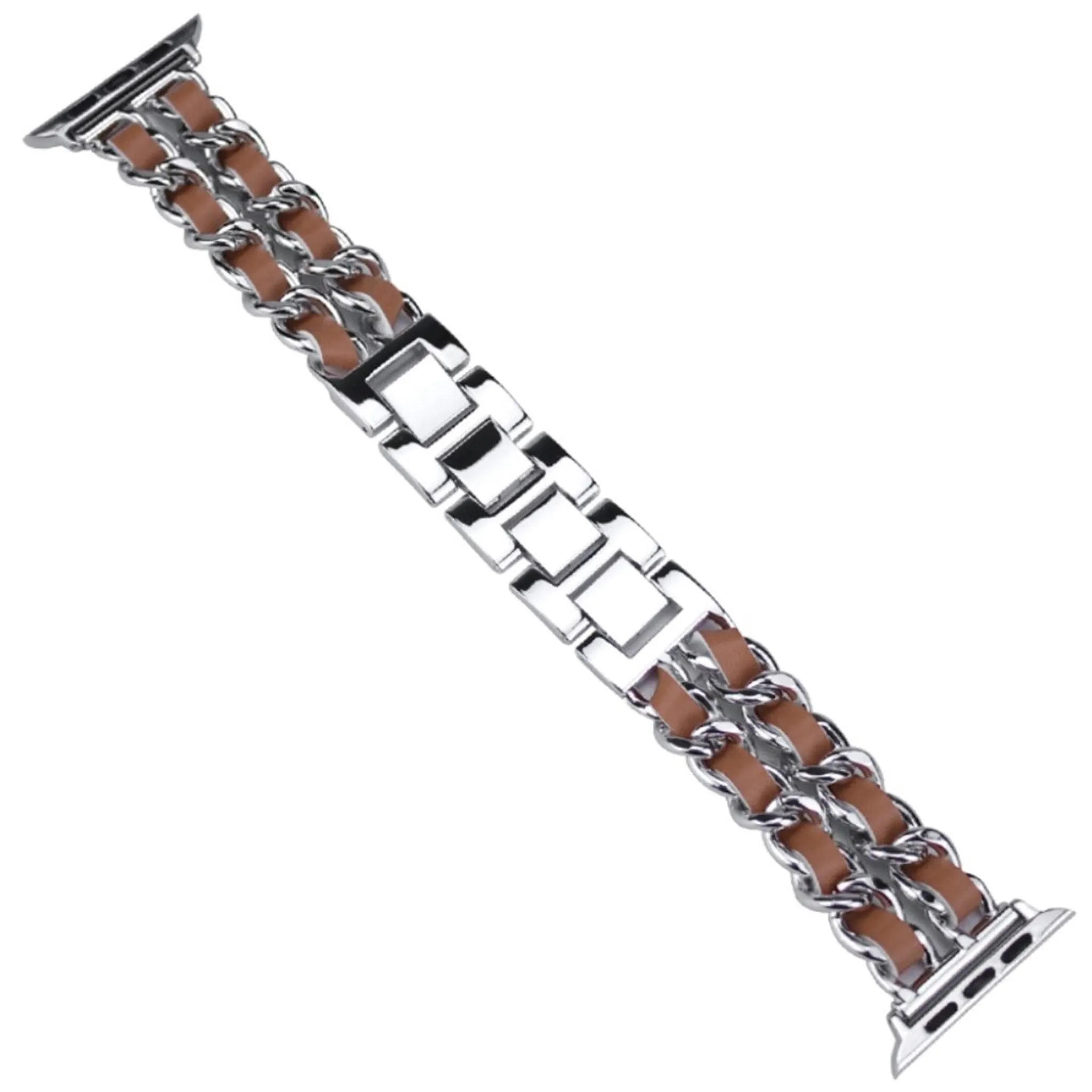 Apple Watch Series 5 44mm weave pattern watch band - Silver / Brown