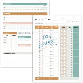 Baby Feeding Schedule Chart and Infant Diaper Tracker - 2 Dry Erase Posters for Nursing