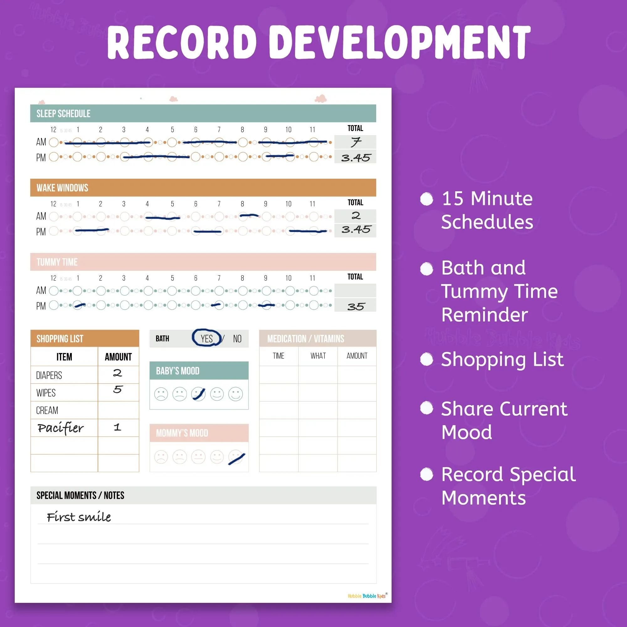 Baby Feeding Schedule Chart and Infant Diaper Tracker - 2 Dry Erase Posters for Nursing