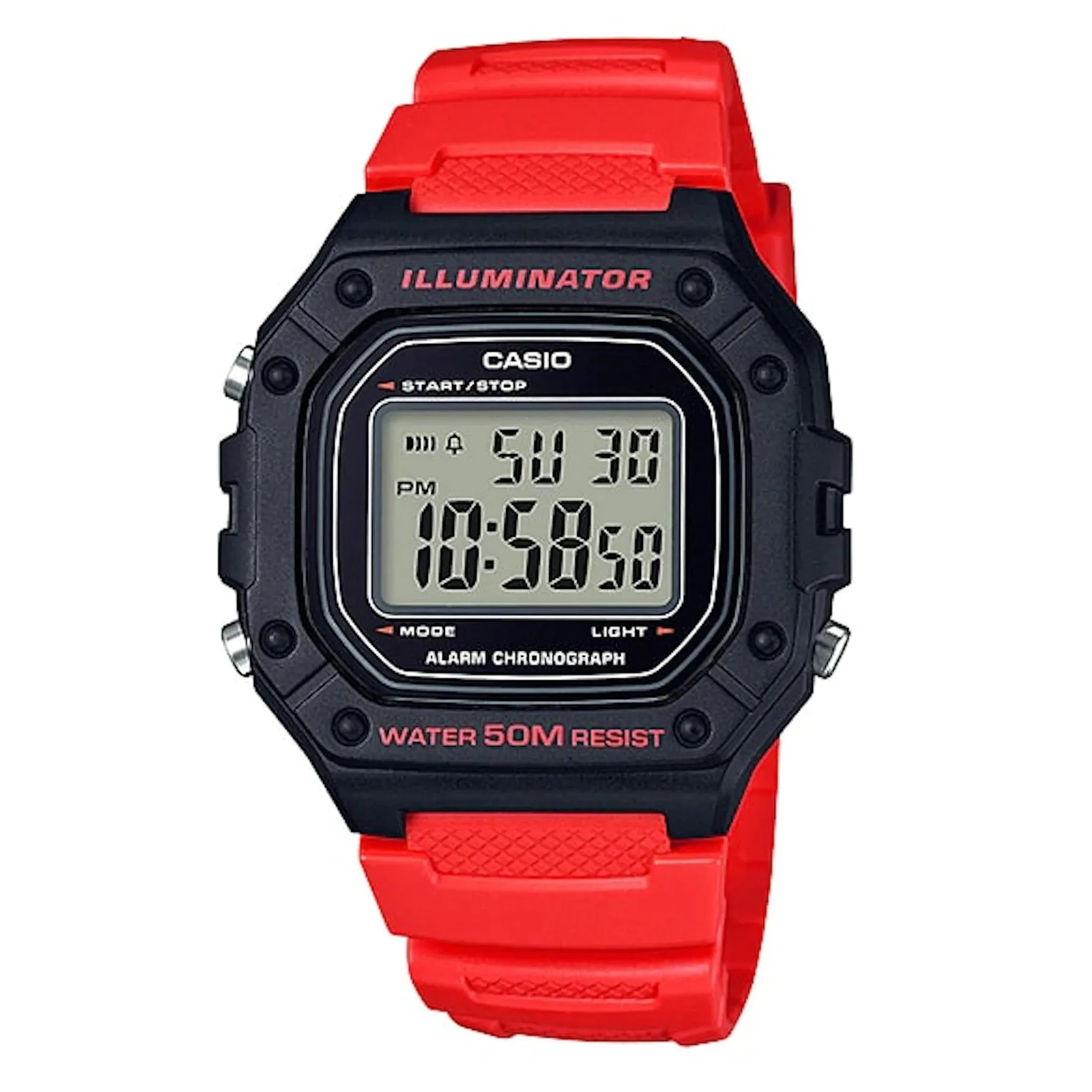 Casio Watch Digital Red W-218H-4BVDF