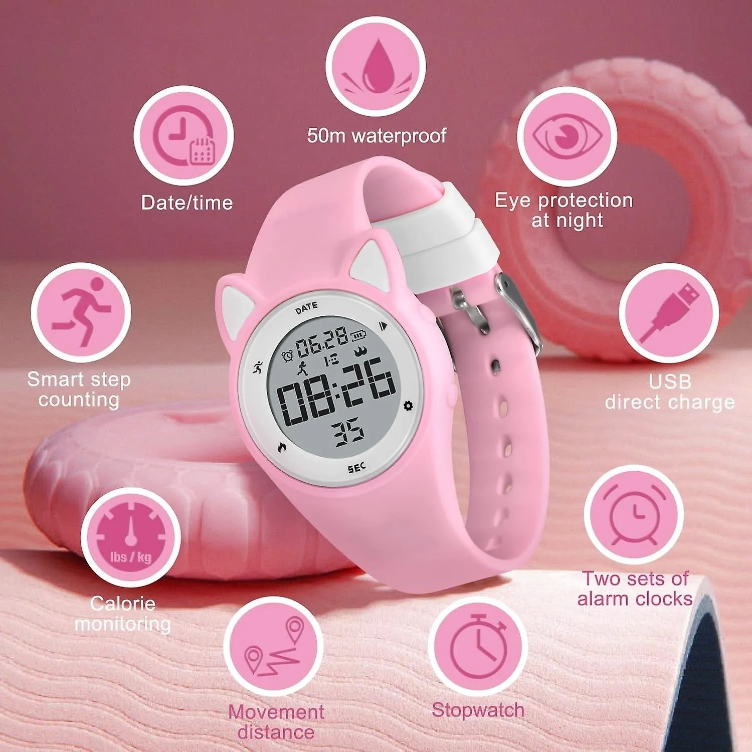 Children Digital Watch Kids Waterproof Sports Watches Fitness Tracker With Pedometer