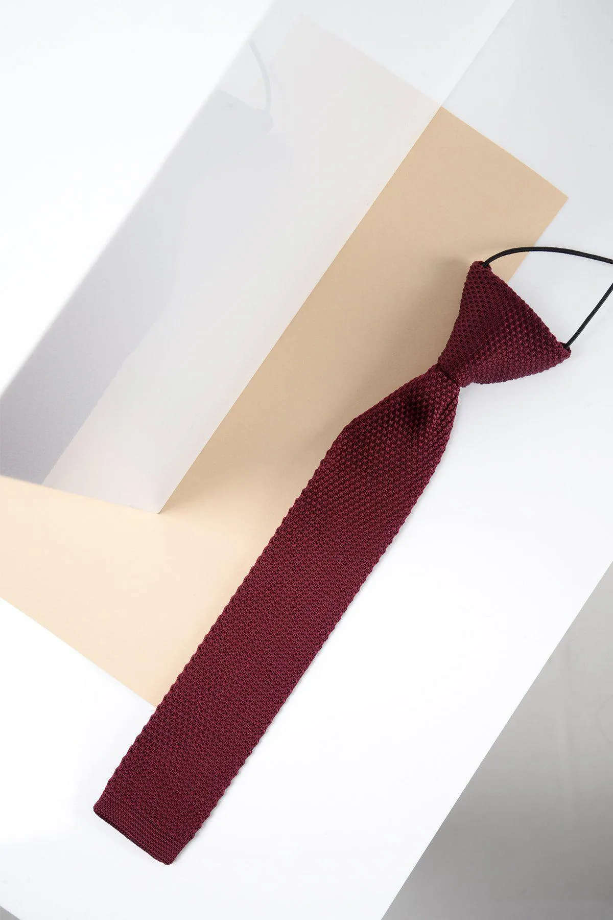 Children's Knitted Tie In Wine