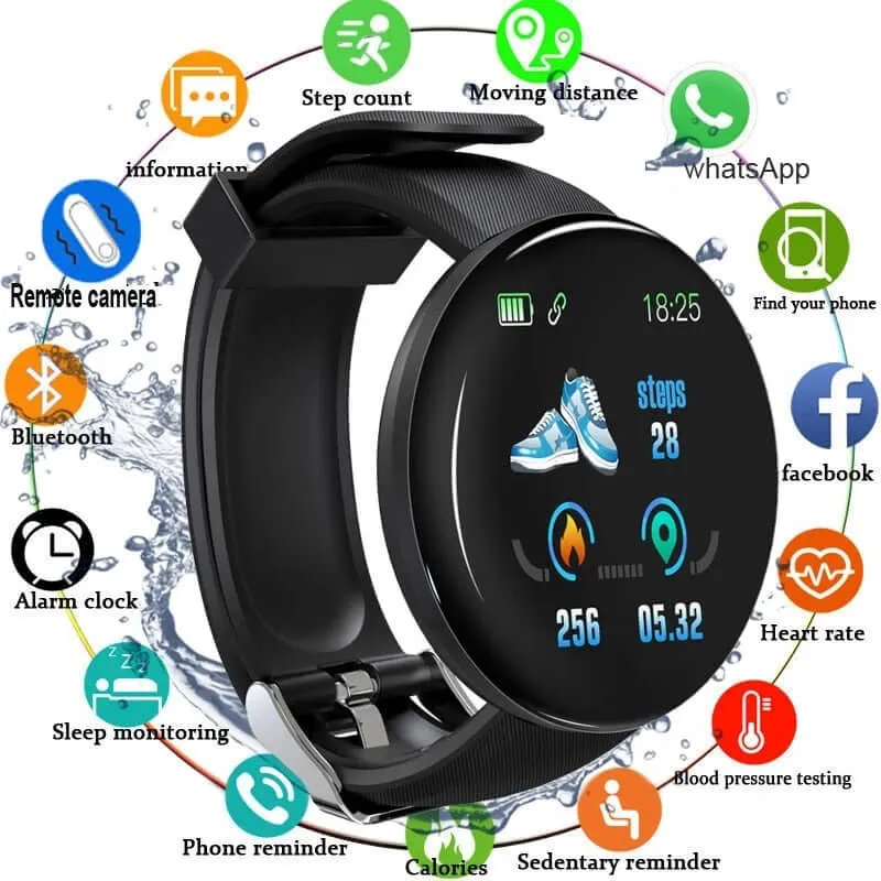 D18 Smart Watch Heart Rate Blood Pressure Fitness Tracker Men Women Smart Wristband Waterproof Sport Smartwatch For Android IOS