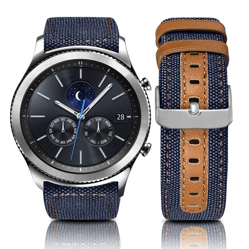 Denim & Leather Watch Straps Compatible with the Garmin Vivomove HR & HR Sports