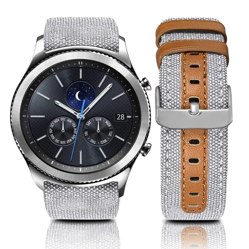 Denim & Leather Watch Straps Compatible with the Garmin Vivomove HR & HR Sports