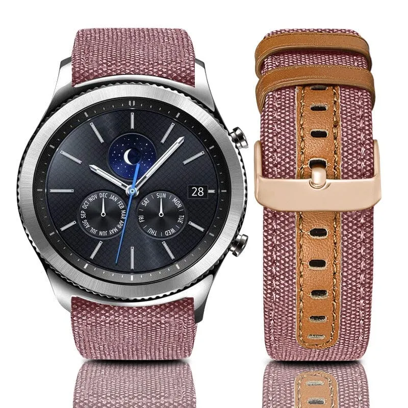 Denim & Leather Watch Straps Compatible with the Garmin Vivomove HR & HR Sports