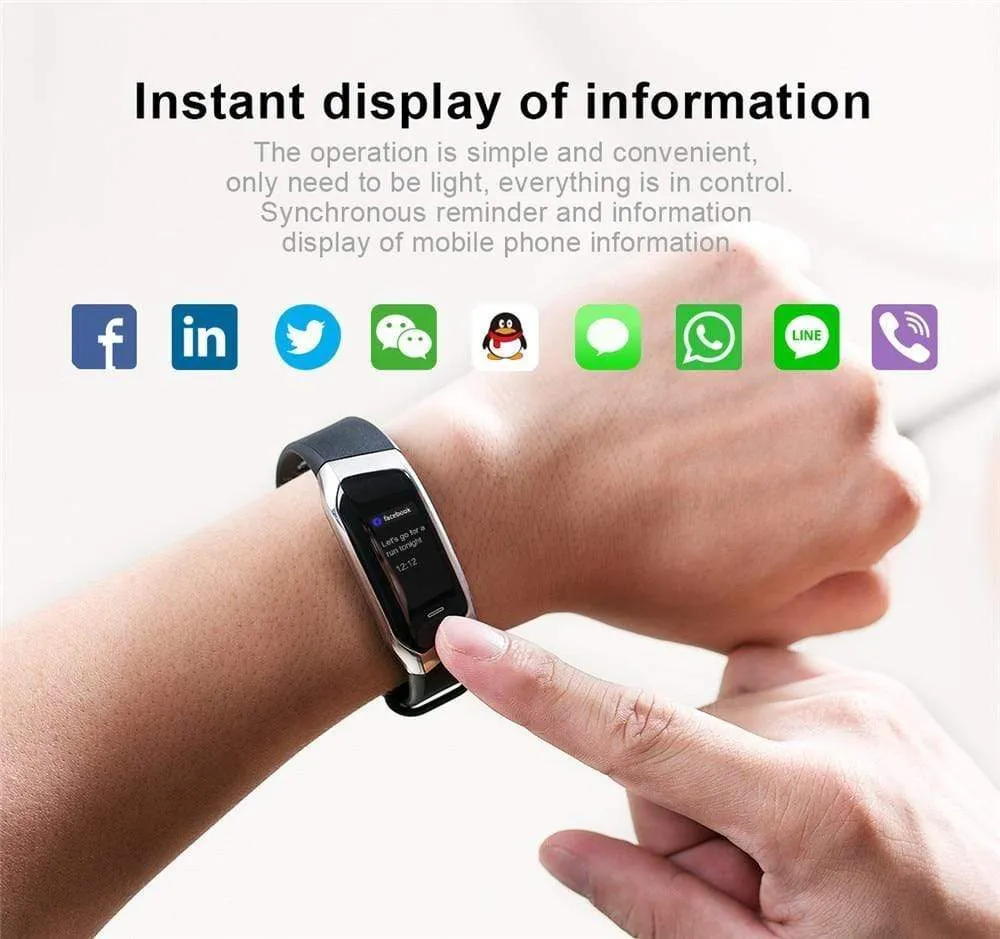 E18 Smart Band - Heart Rate Monitor, Sport Bracelet IP67 Waterproof Fitness Tracker