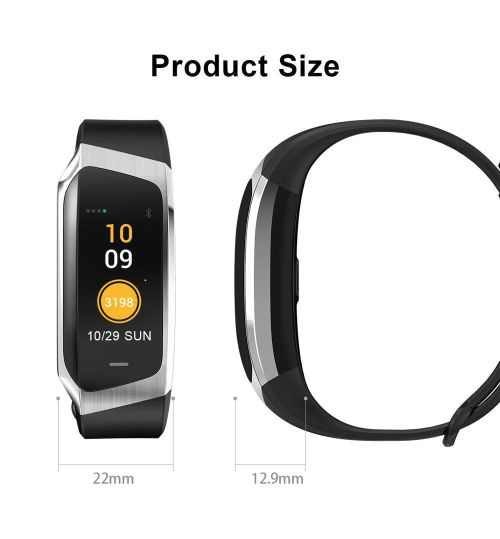 E18 Smart Band - Heart Rate Monitor, Sport Bracelet IP67 Waterproof Fitness Tracker