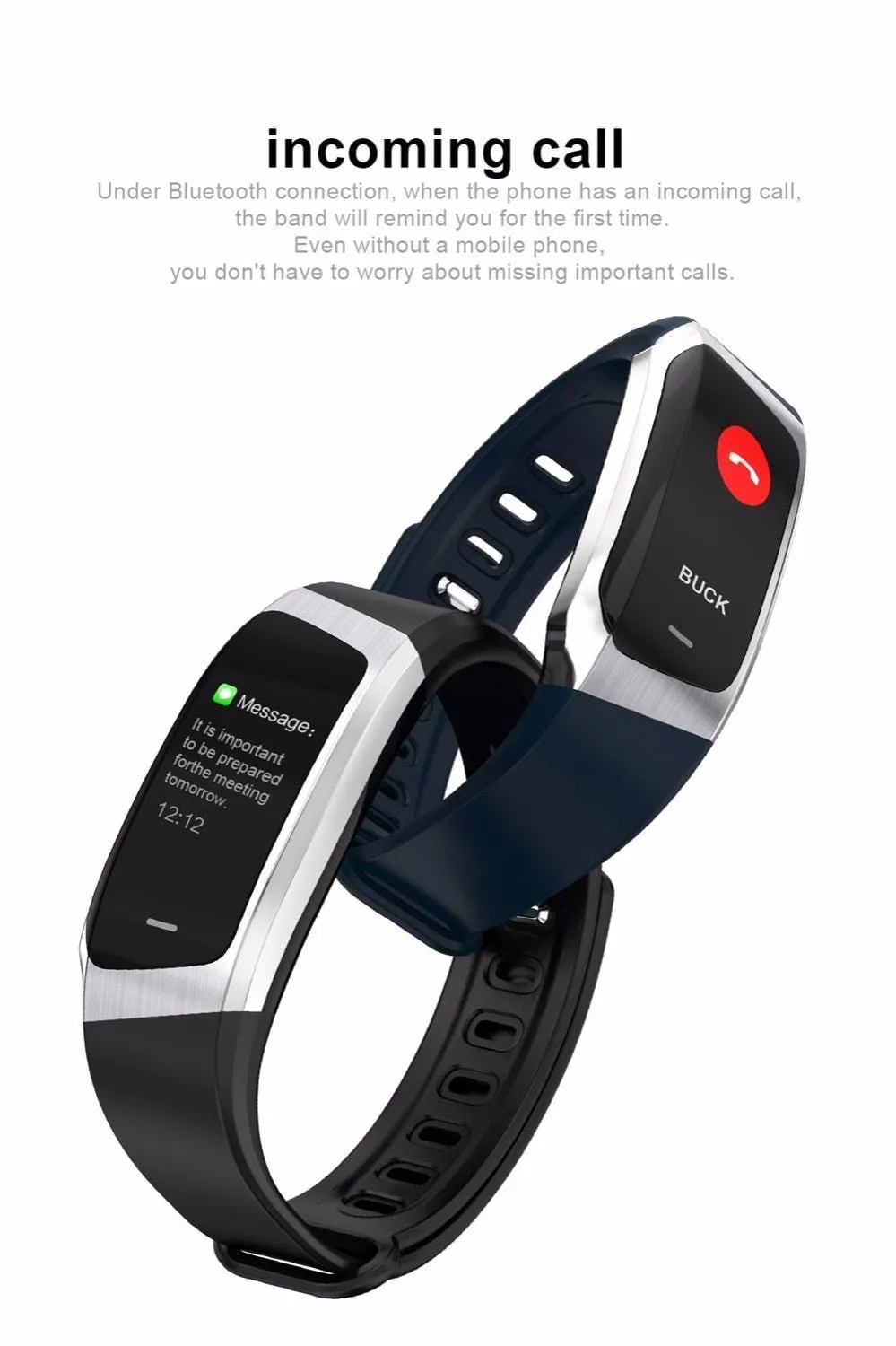 E18 Smart Band - Heart Rate Monitor, Sport Bracelet IP67 Waterproof Fitness Tracker