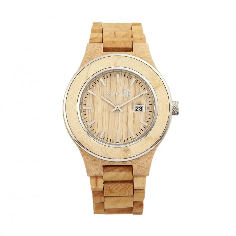 Earth Wood Cherokee Bracelet Watch w/Magnified Date