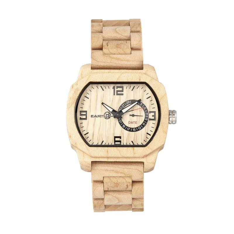 Earth Wood Scaly Bracelet Watch w/Date