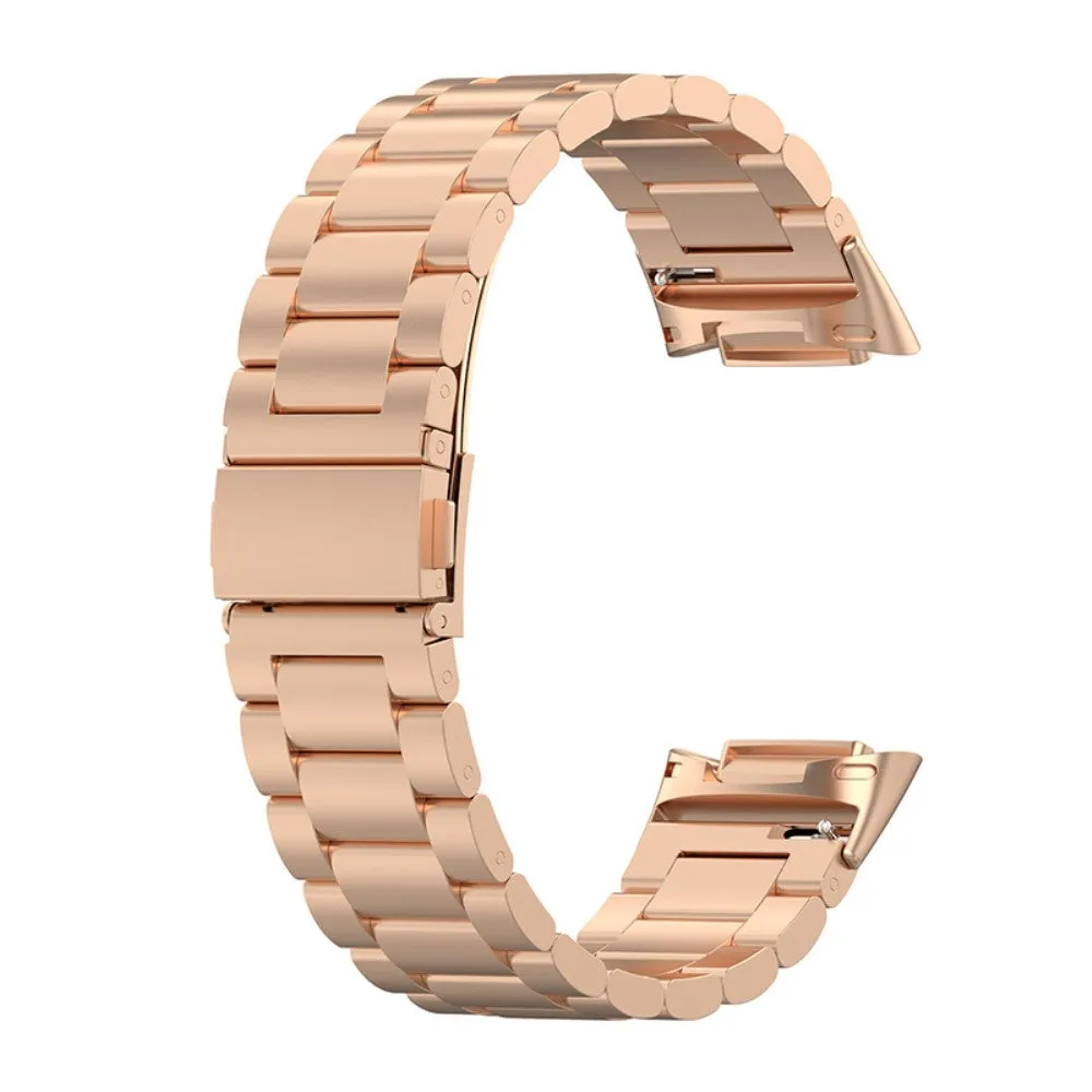 Fitbit Charge 5 triple bead stainless steel watch strap - Rose Gold