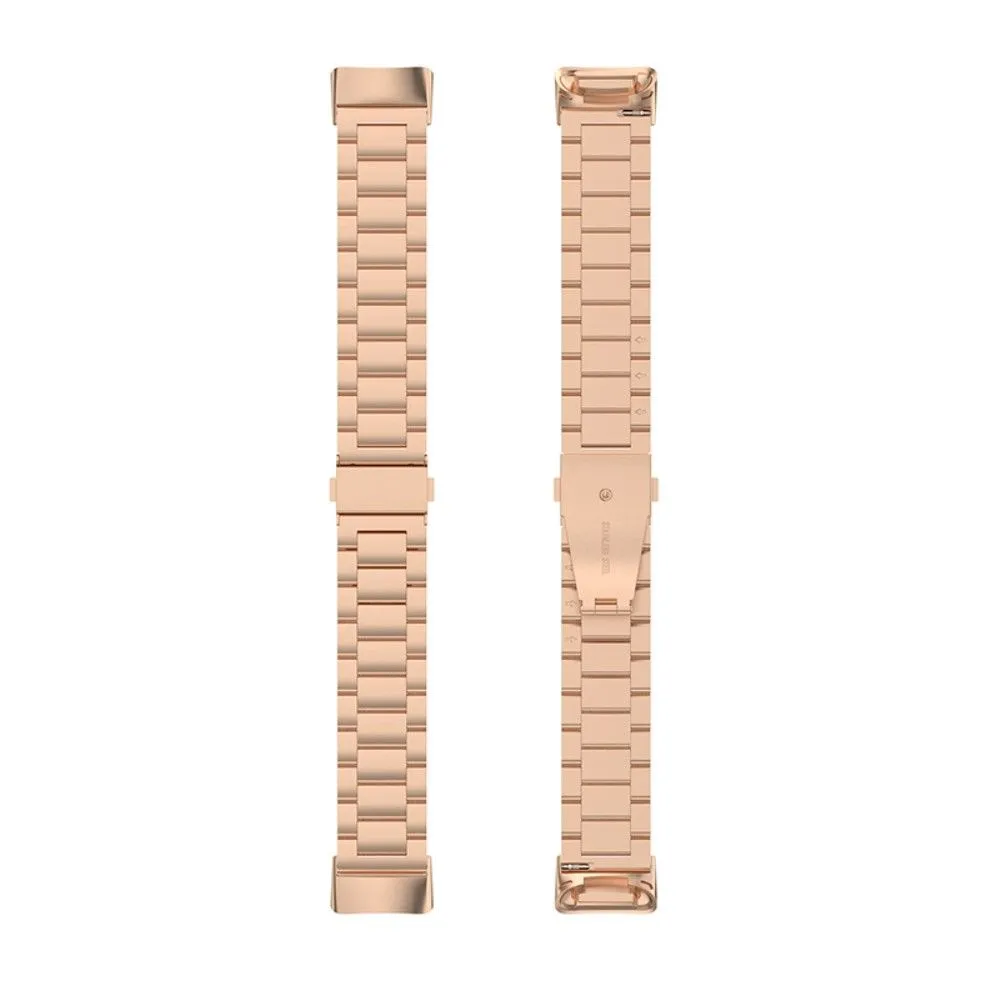 Fitbit Charge 5 triple bead stainless steel watch strap - Rose Gold