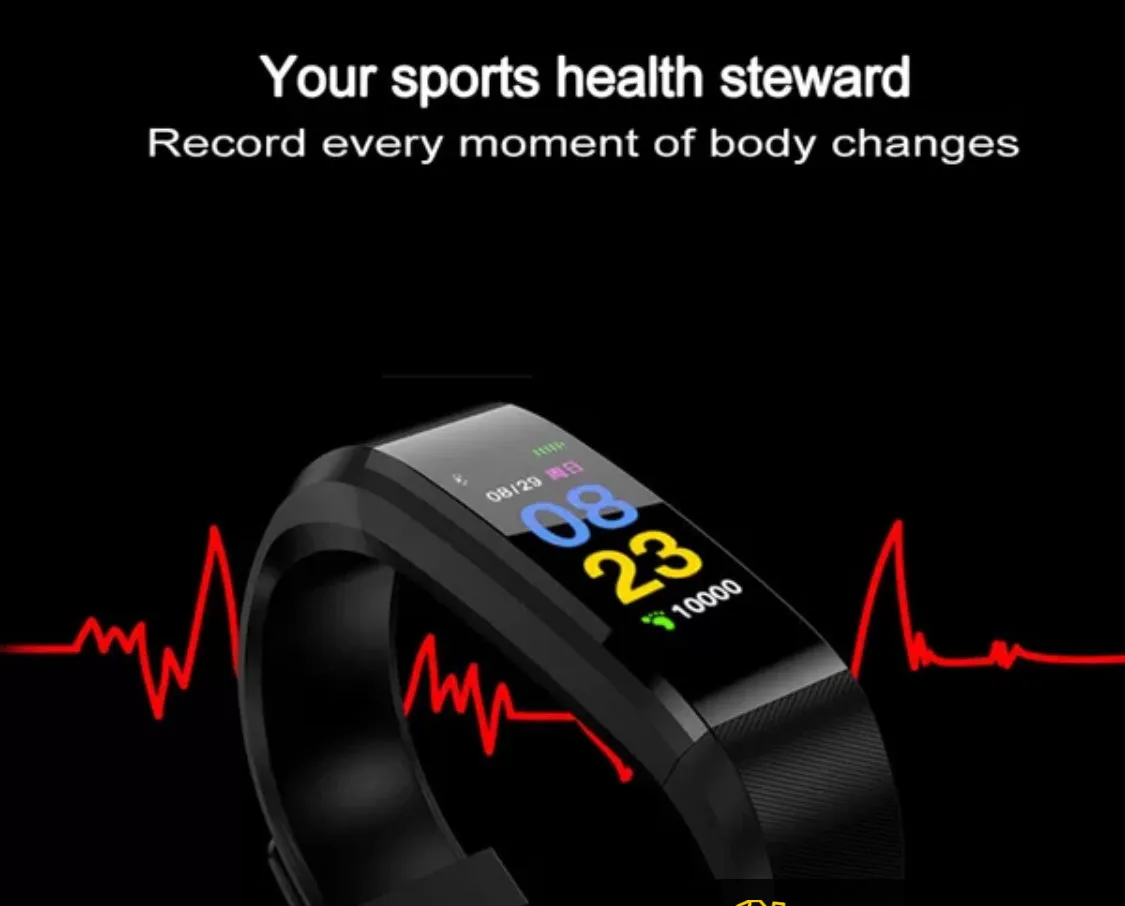 Fitness Tracker With Heart Rate Monitor Smart Watch Bracelet Waterproof