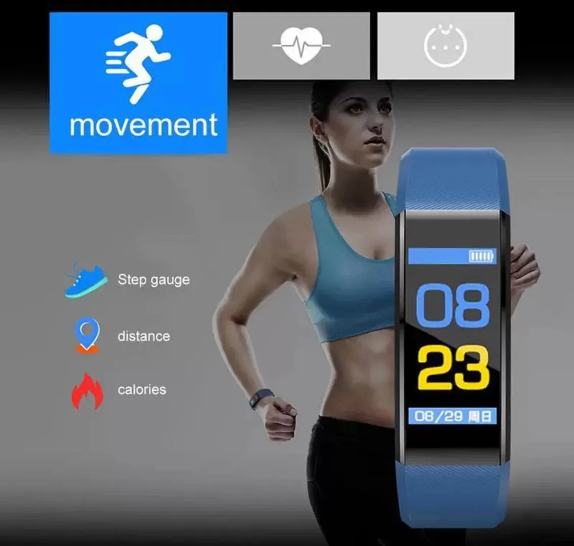 Fitness Tracker With Heart Rate Monitor Smart Watch Bracelet Waterproof