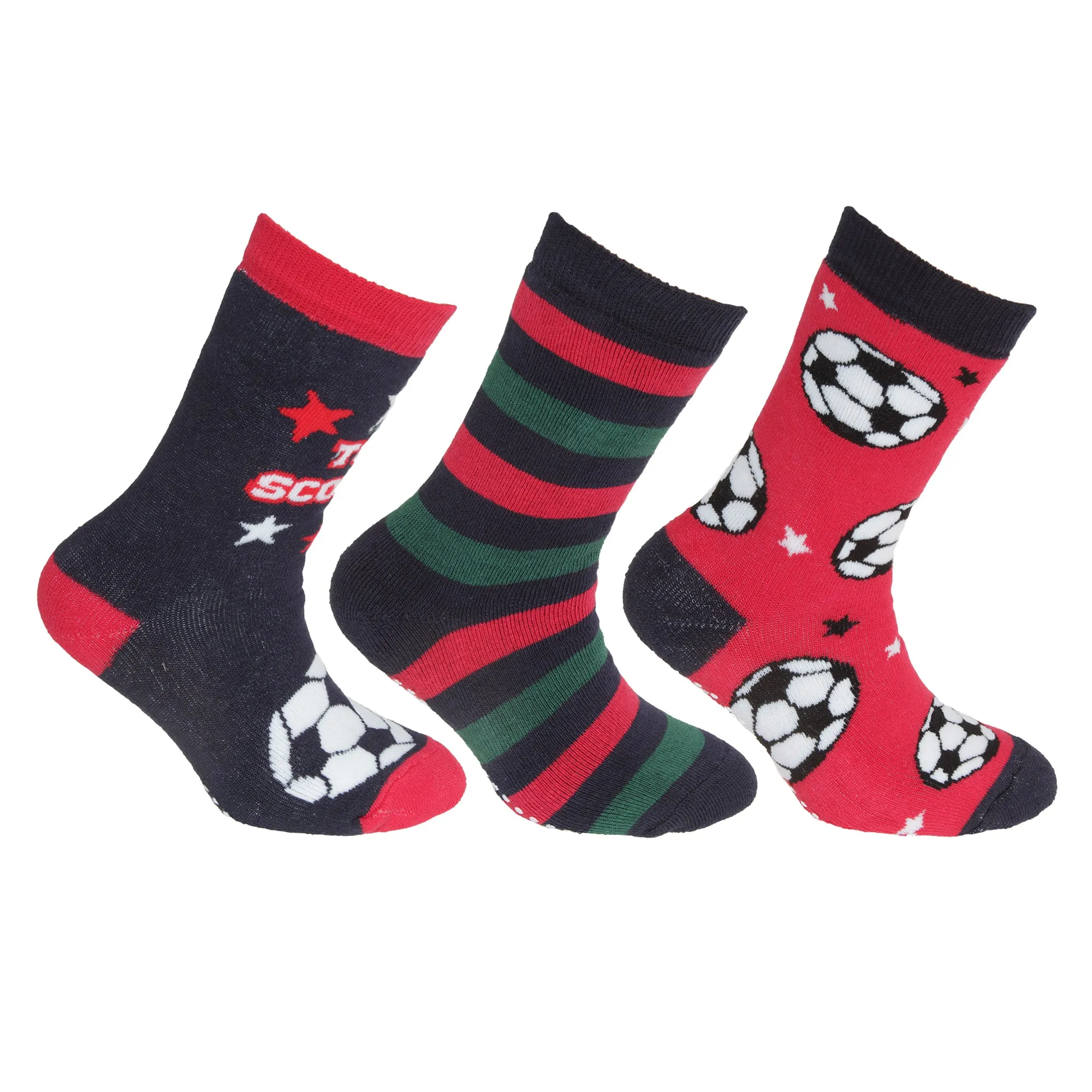 FLOSO Childrens/Kids Retro Gripper Socks (3 Pairs)