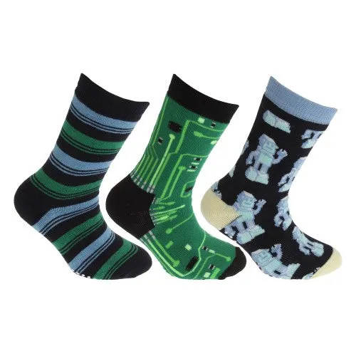 FLOSO Childrens/Kids Retro Gripper Socks (3 Pairs)