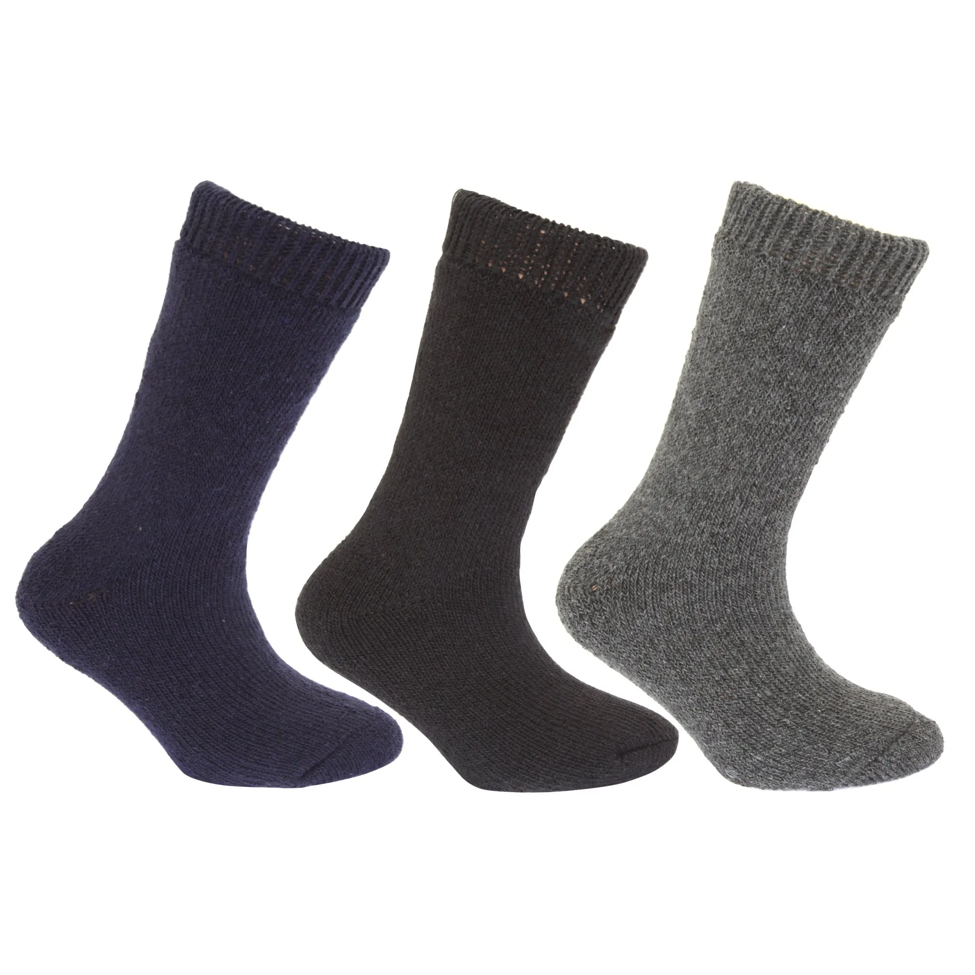 FLOSO Childrens/Kids Unisex Premium Plain Winter Thermal Socks (Pack Of 3)