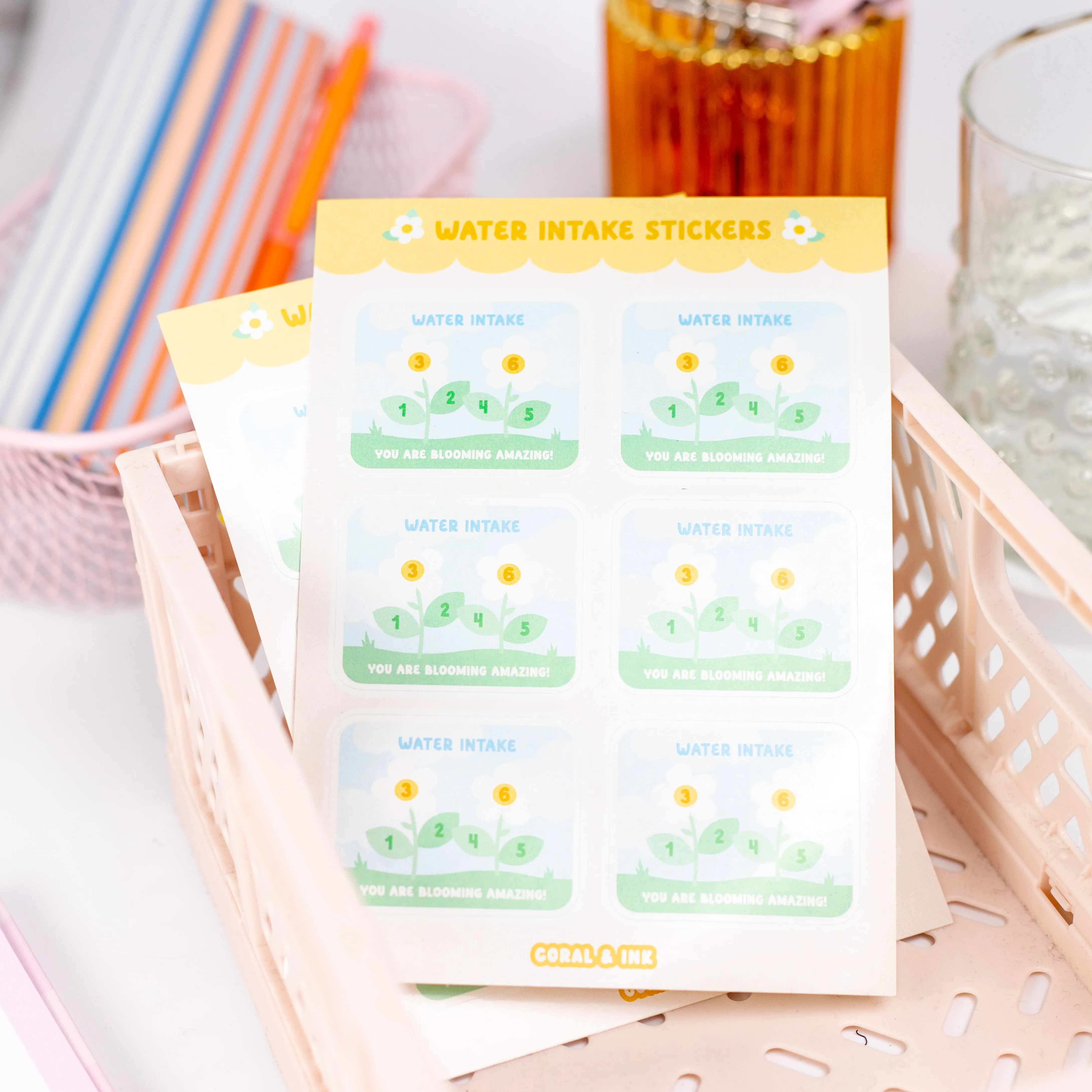 Flower Water Tracker Sticker Sheet