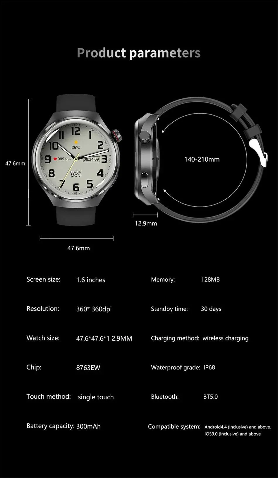 GT4 Pro GPS NFC Smart Watch Men AMOLED Screen IP68 Waterproof 2024