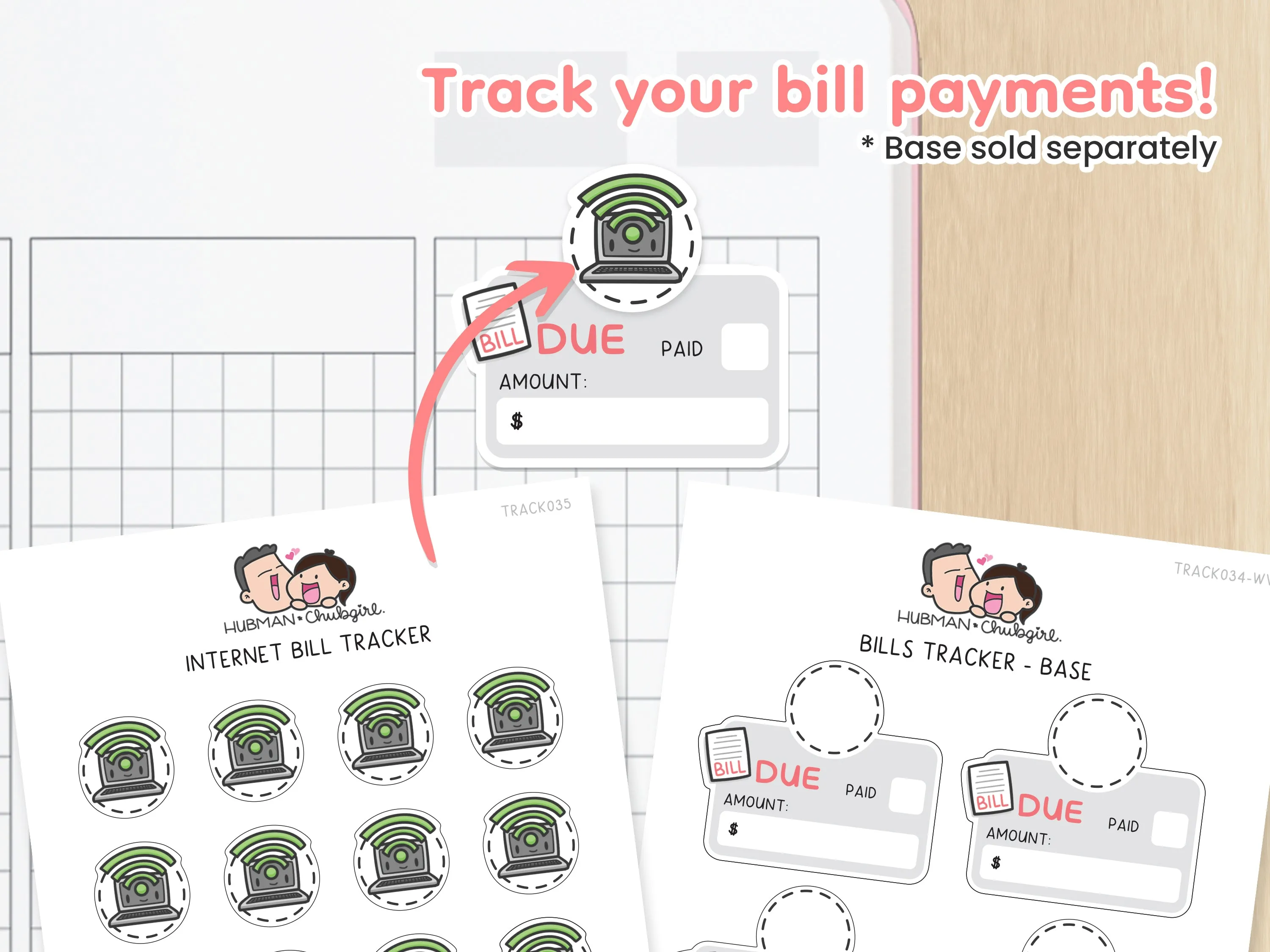 Internet Bill Tracker Planner Stickers