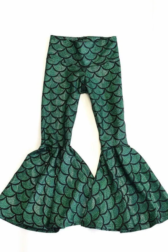 Kids Green Mermaid Flare Pants