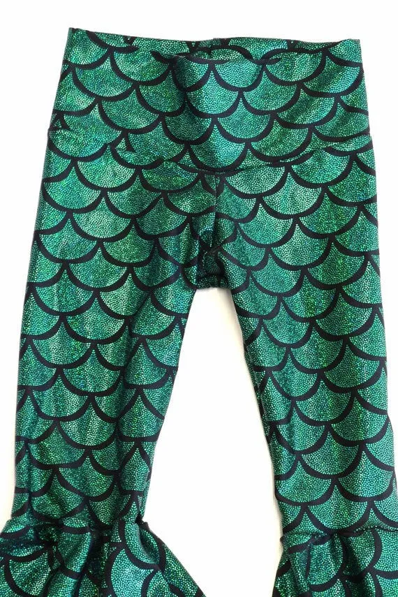 Kids Green Mermaid Flare Pants