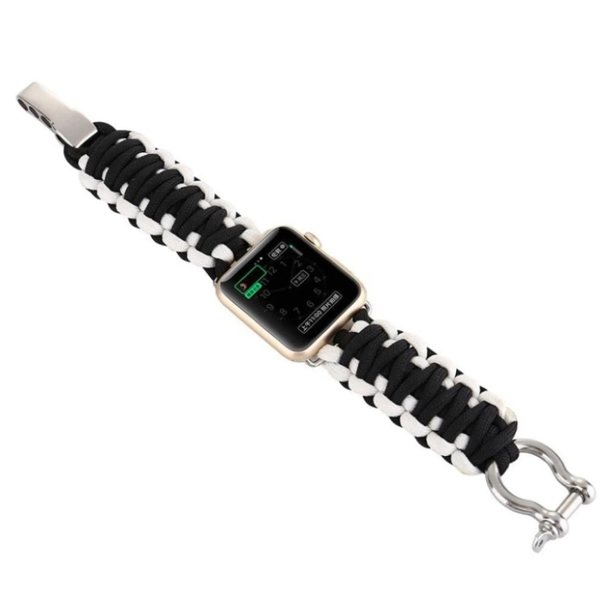 le Watch Series 4 44mm braided rope watch strap - Black / White