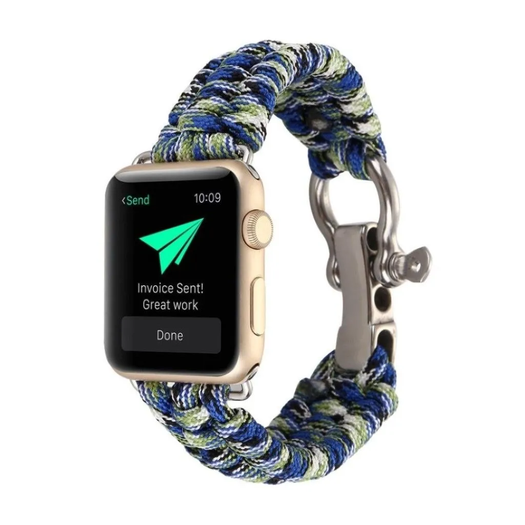 le Watch Series 4 44mm braided rope watch strap - Blue / Green