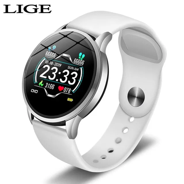 LIGE New Steel Smart Watch Men Waterproof sport For iPhone Heart rate blood pressure call Information smartwatch Fitness tracker