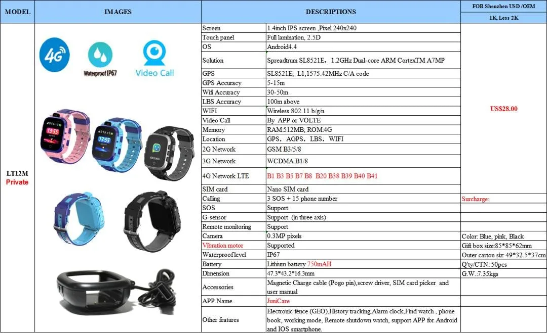 LT 12 Kids Smart Watch Black