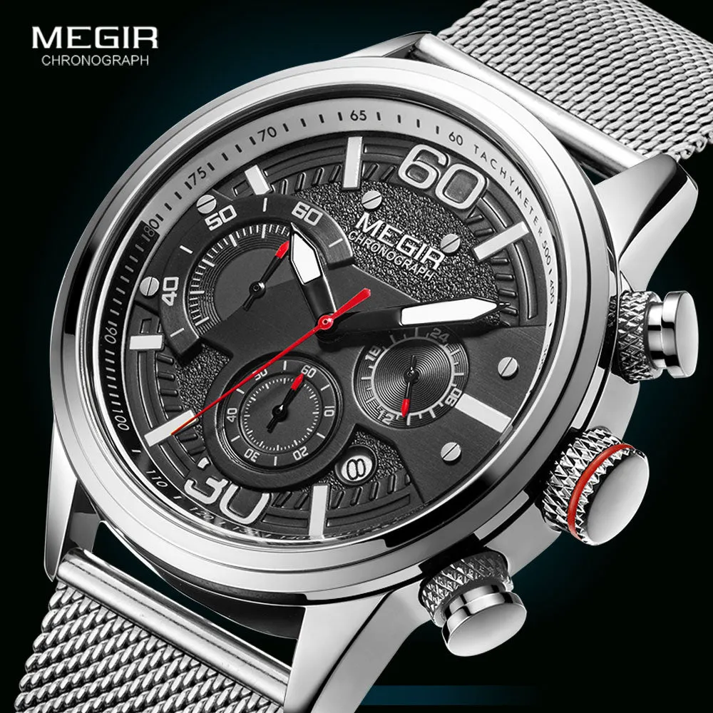 Men Waterproof Sports Watches with Mesh Wrist Strap