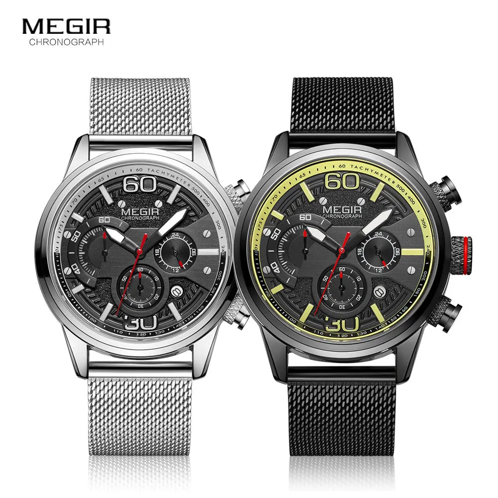 Men Waterproof Sports Watches with Mesh Wrist Strap