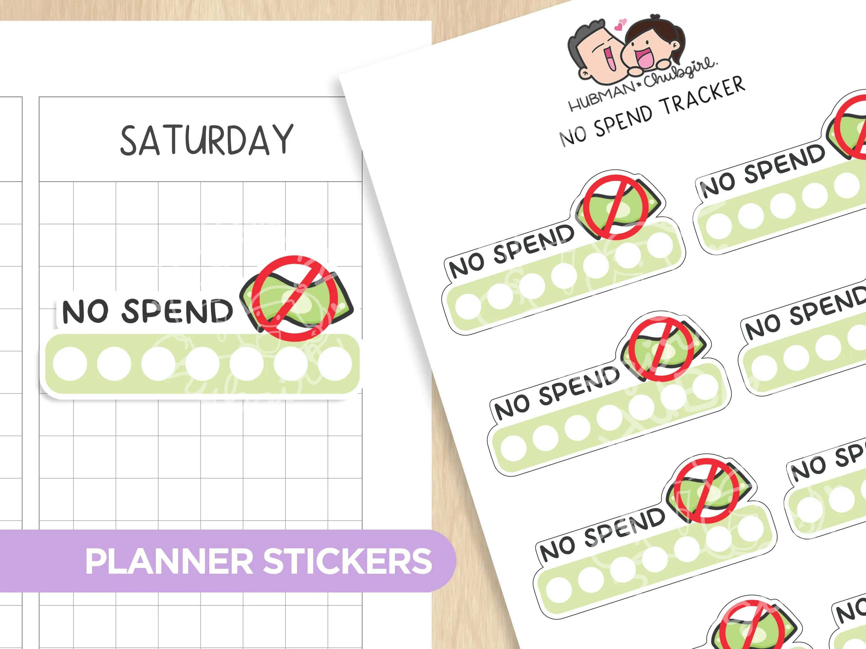 No Spend Tracker Planner Stickers