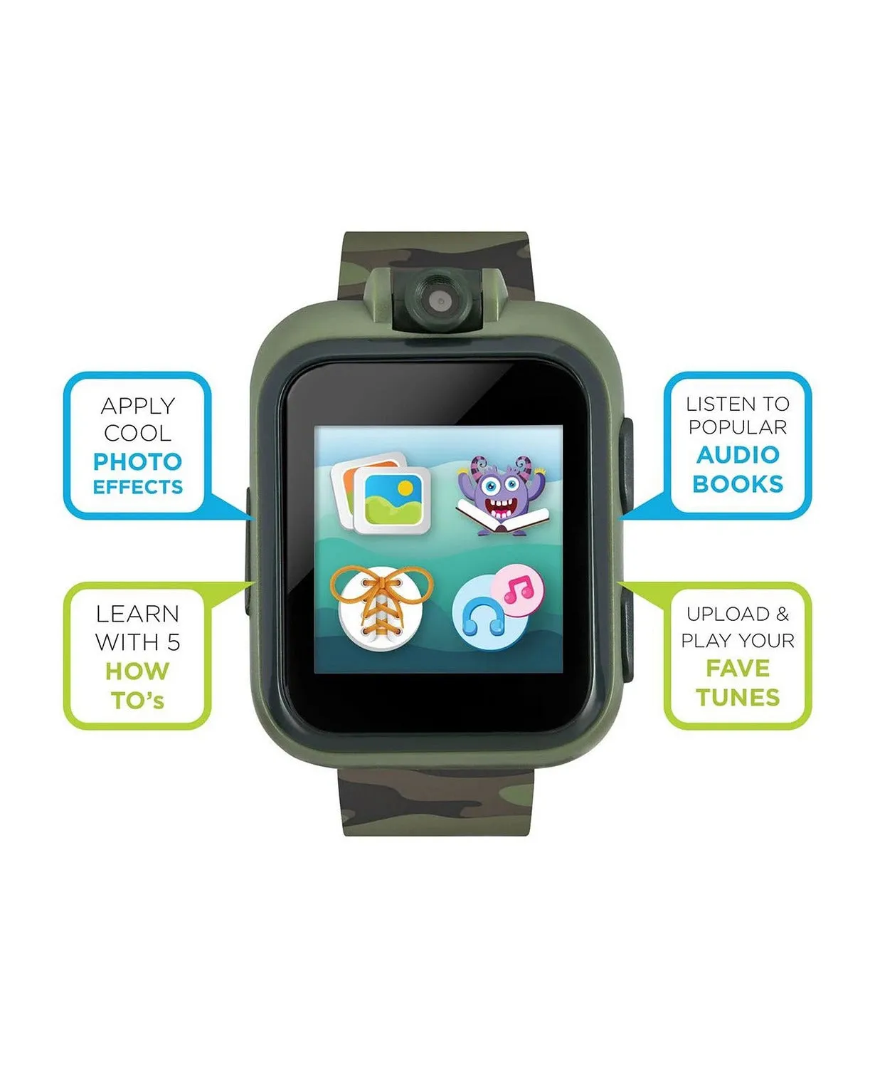 PlayZoom 2 Kids Smartwatch & Earbuds Set: Olive Camouflage Print