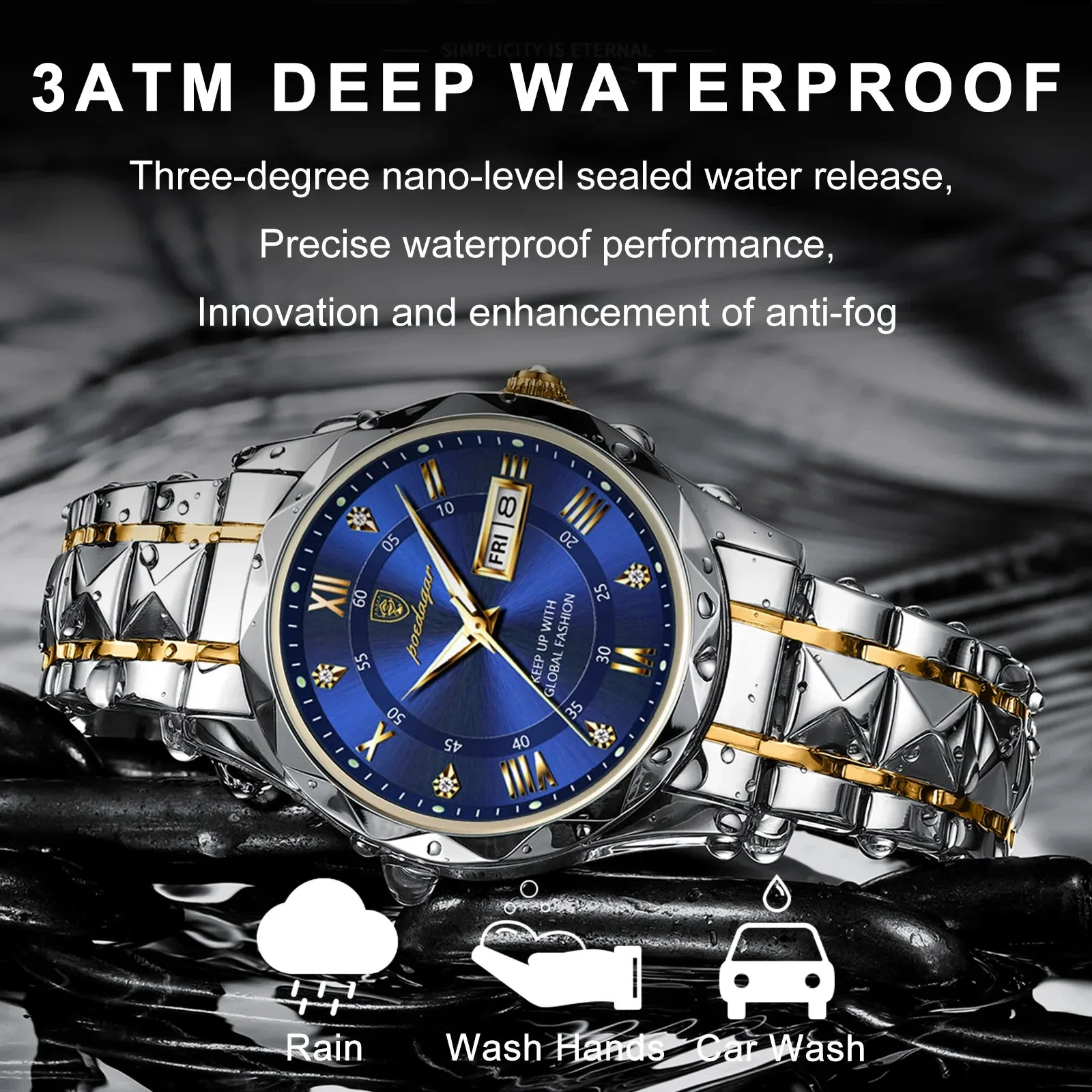 POEDAGAR Luxury Man Wristwatch Waterproof