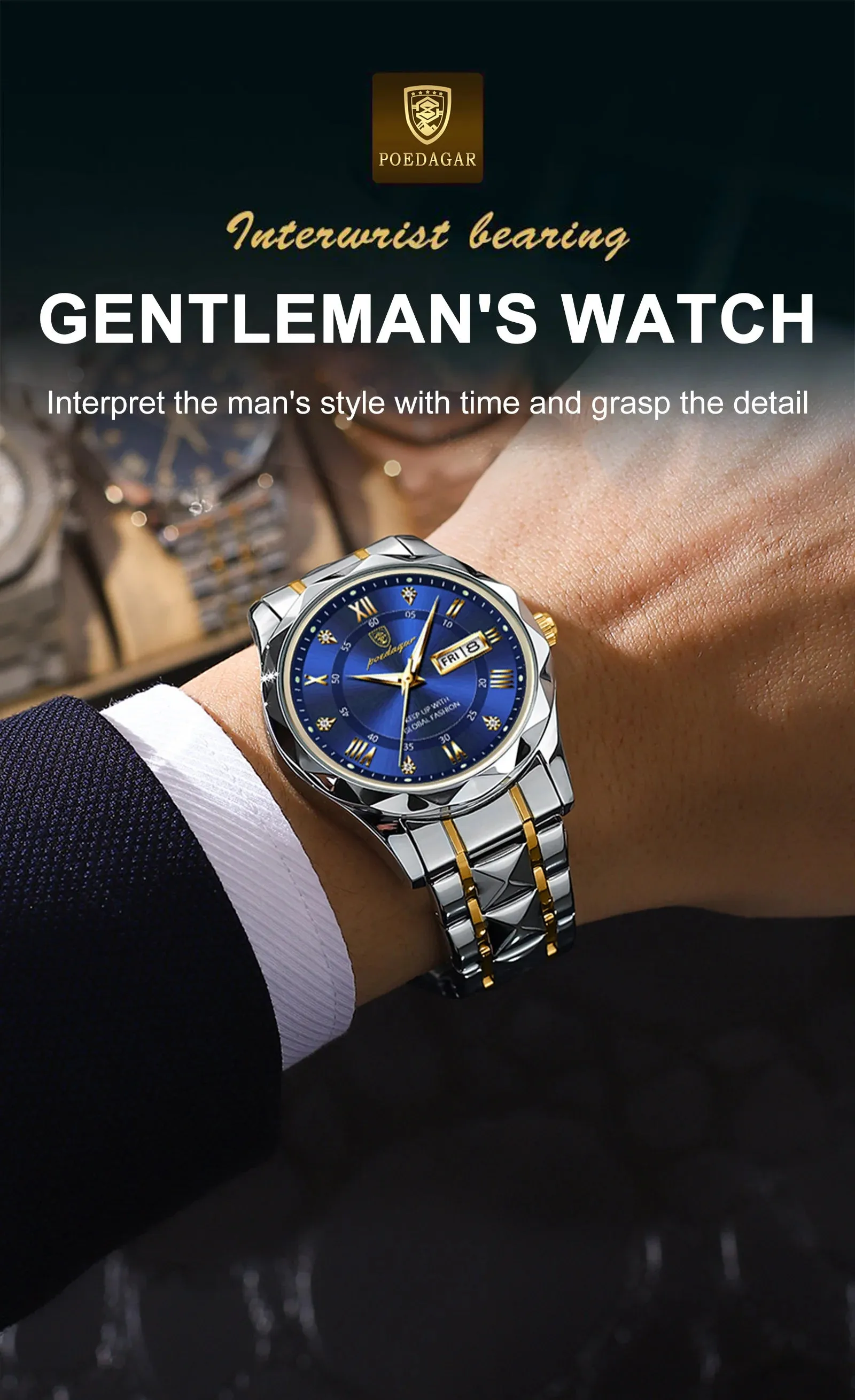 POEDAGAR Luxury Man Wristwatch Waterproof