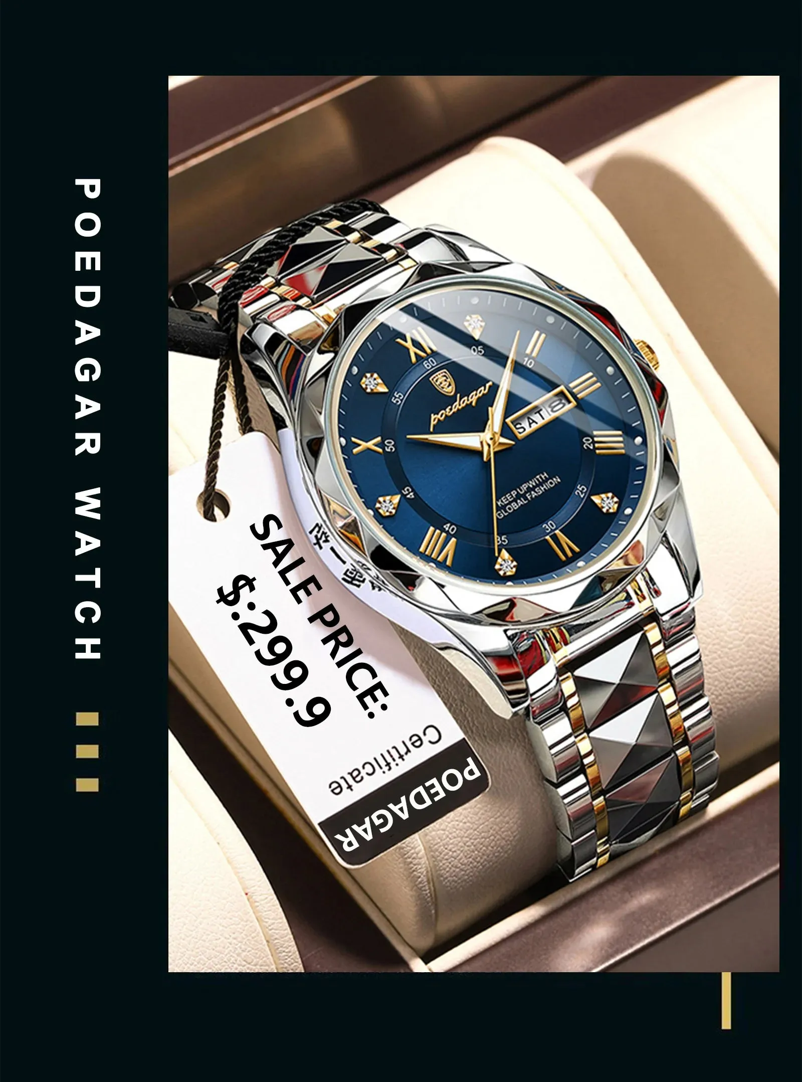 POEDAGAR Luxury Man Wristwatch Waterproof